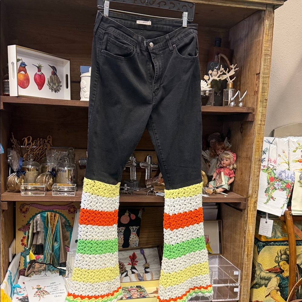 The Morgan factory Colorful Crochet Flare Jeans
